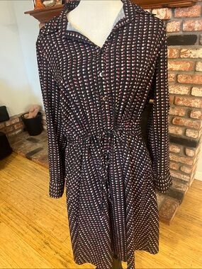 Hutch Black Midi Shirt Dress with Pink Dot Print